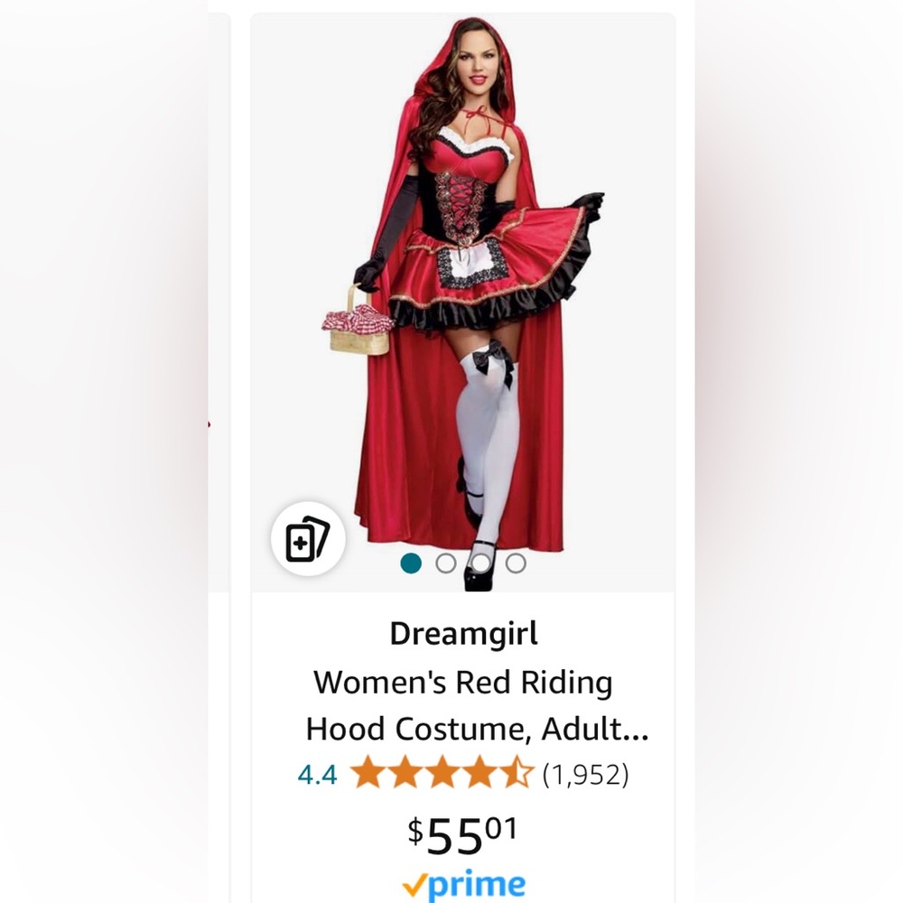 Elegant sexy costume  Red riding hood . (Stocking and basket NOT INCLUDED)